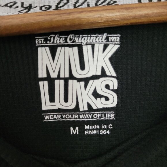 The Original Muk Luks Long Sleeve Waffle Knit Top Womens Size M Black Soft Cozy - Picture 3 of 5